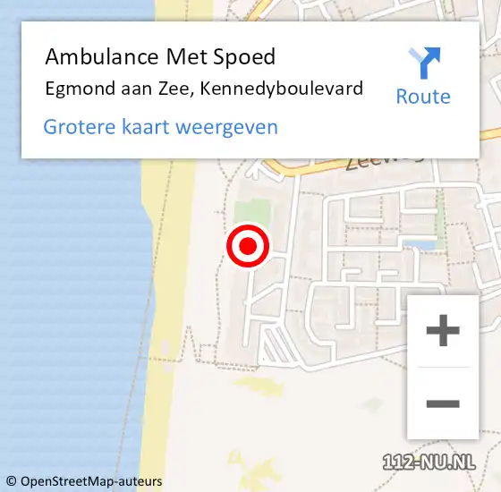 Locatie op kaart van de 112 melding: Ambulance Met Spoed Naar Egmond aan Zee, Kennedyboulevard op 8 januari 2014 01:55