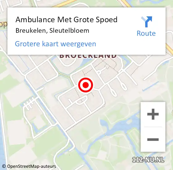 Locatie op kaart van de 112 melding: Ambulance Met Grote Spoed Naar Breukelen, Sleutelbloem op 15 januari 2017 13:44