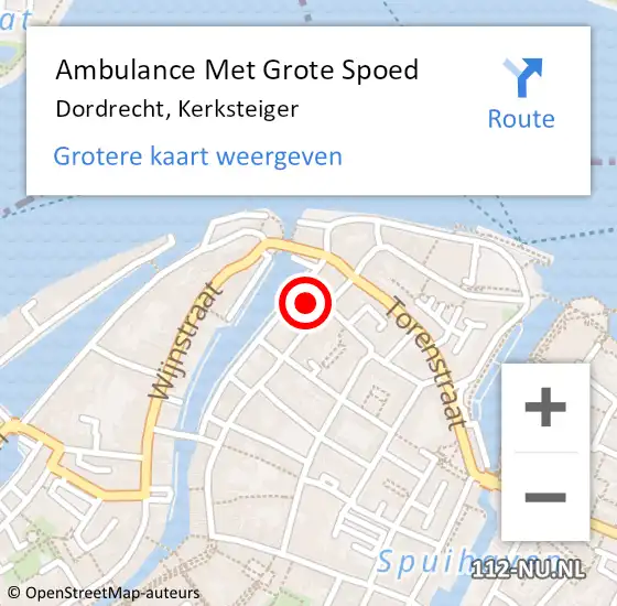 Locatie op kaart van de 112 melding: Ambulance Met Grote Spoed Naar Dordrecht, Kerksteiger op 15 januari 2017 13:46