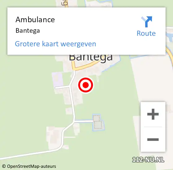 Locatie op kaart van de 112 melding: Ambulance Bantega op 15 januari 2017 15:01