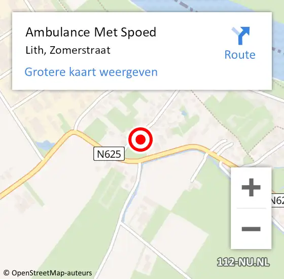 Locatie op kaart van de 112 melding: Ambulance Met Spoed Naar Lith, Zomerstraat op 15 januari 2017 16:08