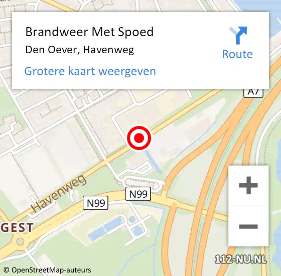 Locatie op kaart van de 112 melding: Brandweer Met Spoed Naar Den Oever, Havenweg op 15 januari 2017 17:12