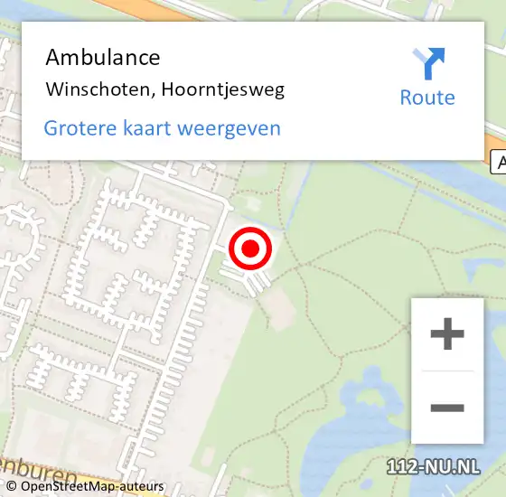 Locatie op kaart van de 112 melding: Ambulance Winschoten, Hoorntjesweg op 15 januari 2017 17:24