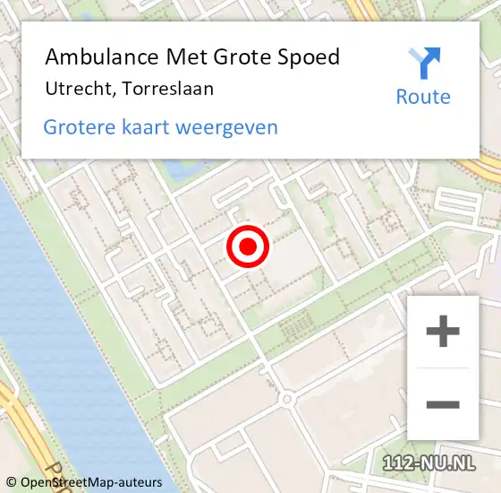 Locatie op kaart van de 112 melding: Ambulance Met Grote Spoed Naar Utrecht, Torreslaan op 15 januari 2017 17:43