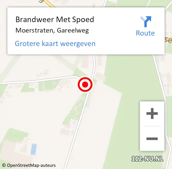 Locatie op kaart van de 112 melding: Brandweer Met Spoed Naar Moerstraten, Gareelweg op 15 januari 2017 18:36