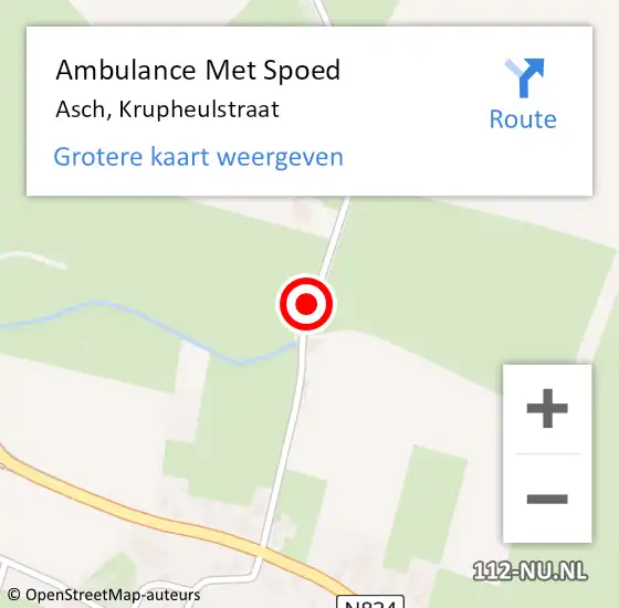 Locatie op kaart van de 112 melding: Ambulance Met Spoed Naar Asch, Krupheulstraat op 15 januari 2017 18:51