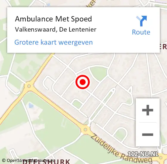 Locatie op kaart van de 112 melding: Ambulance Met Spoed Naar Valkenswaard, De Lentenier op 15 januari 2017 19:09