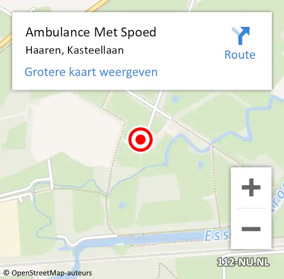 Locatie op kaart van de 112 melding: Ambulance Met Spoed Naar Haaren, Kasteellaan op 15 januari 2017 19:24