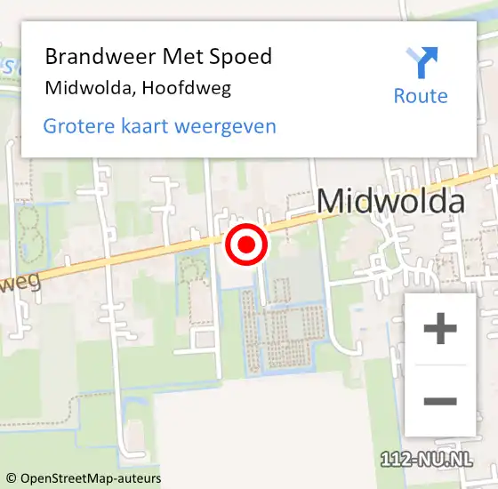 Locatie op kaart van de 112 melding: Brandweer Met Spoed Naar Midwolda, Hoofdweg op 15 januari 2017 19:28