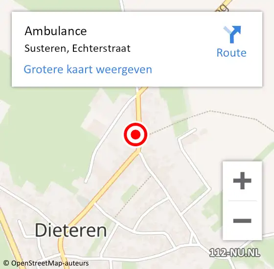 Locatie op kaart van de 112 melding: Ambulance Susteren, Echterstraat op 15 januari 2017 20:30