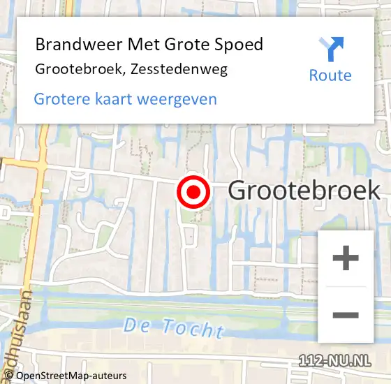 Locatie op kaart van de 112 melding: Brandweer Met Grote Spoed Naar Grootebroek, Zesstedenweg op 15 januari 2017 21:05