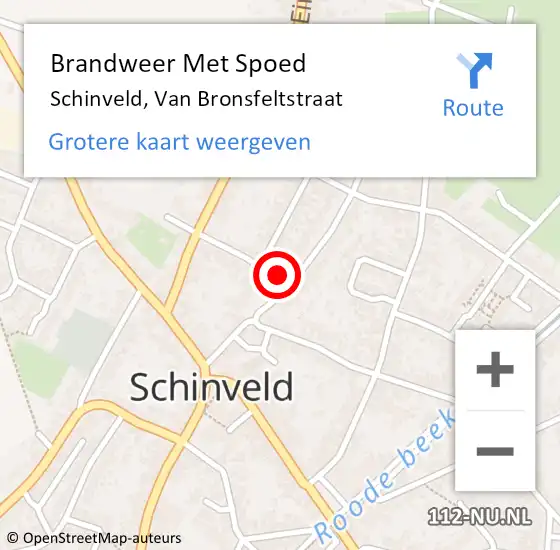 Locatie op kaart van de 112 melding: Brandweer Met Spoed Naar Schinveld, Van Bronsfeltstraat op 15 januari 2017 21:08