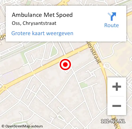 Locatie op kaart van de 112 melding: Ambulance Met Spoed Naar Oss, Chrysantstraat op 15 januari 2017 21:24