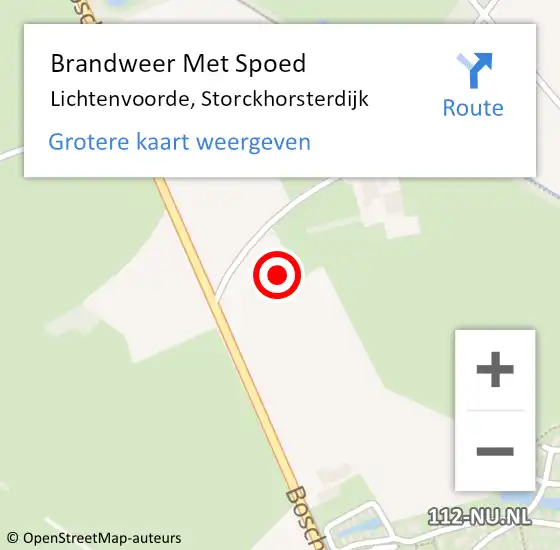 Locatie op kaart van de 112 melding: Brandweer Met Spoed Naar Lichtenvoorde, Storckhorsterdijk op 15 januari 2017 21:43