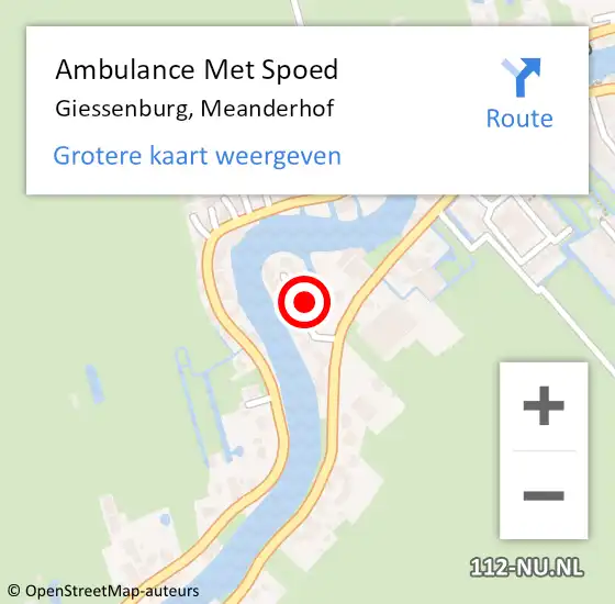 Locatie op kaart van de 112 melding: Ambulance Met Spoed Naar Giessenburg, Meanderhof op 15 januari 2017 21:55