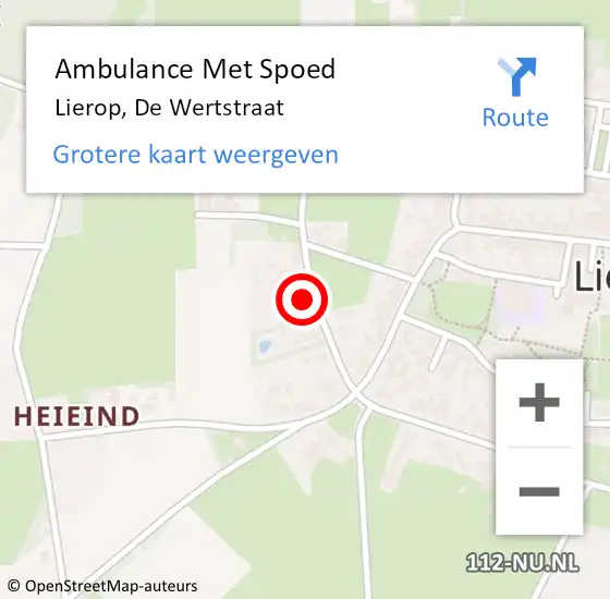 Locatie op kaart van de 112 melding: Ambulance Met Spoed Naar Lierop, De Wertstraat op 15 januari 2017 22:02