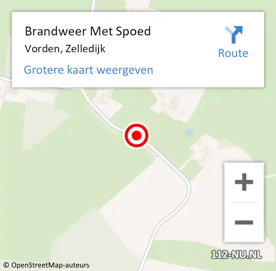 Locatie op kaart van de 112 melding: Brandweer Met Spoed Naar Vorden, Zelledijk op 15 januari 2017 22:12