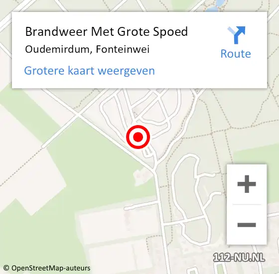 Locatie op kaart van de 112 melding: Brandweer Met Grote Spoed Naar Oudemirdum, Fonteinwei op 15 januari 2017 22:39