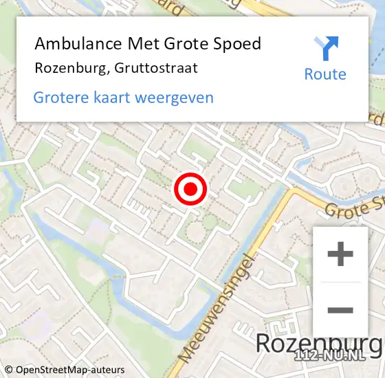 Locatie op kaart van de 112 melding: Ambulance Met Grote Spoed Naar Rozenburg, Gruttostraat op 15 januari 2017 22:47