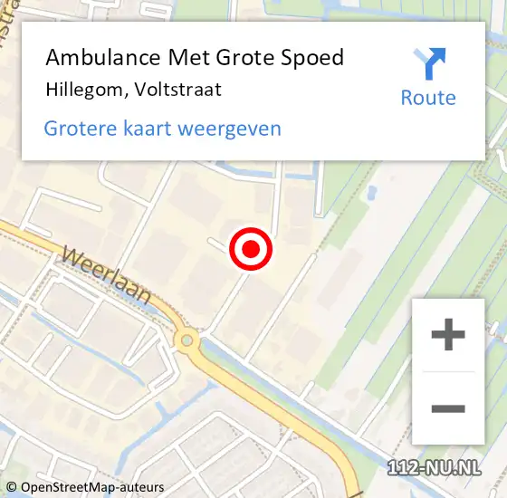 Locatie op kaart van de 112 melding: Ambulance Met Grote Spoed Naar Hillegom, Voltstraat op 15 januari 2017 23:17