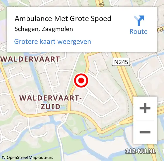 Locatie op kaart van de 112 melding: Ambulance Met Grote Spoed Naar Schagen, Zaagmolen op 16 januari 2017 02:25