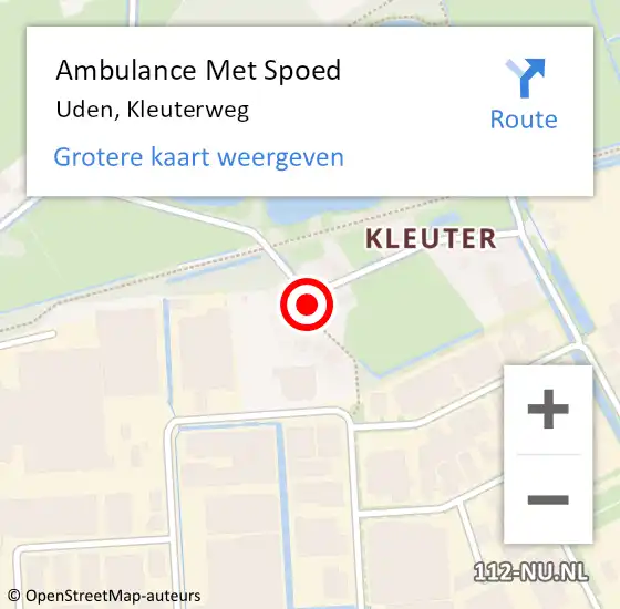 Locatie op kaart van de 112 melding: Ambulance Met Spoed Naar Uden, Kleuterweg op 16 januari 2017 02:57