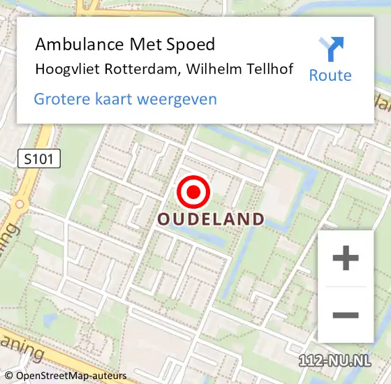 Locatie op kaart van de 112 melding: Ambulance Met Spoed Naar Hoogvliet Rotterdam, Wilhelm Tellhof op 16 januari 2017 03:46