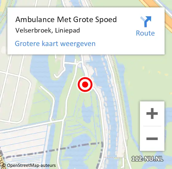 Locatie op kaart van de 112 melding: Ambulance Met Grote Spoed Naar Velserbroek, Liniepad op 16 januari 2017 03:47