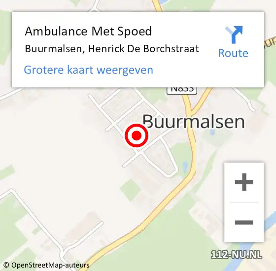 Locatie op kaart van de 112 melding: Ambulance Met Spoed Naar Buurmalsen, Henrick De Borchstraat op 16 januari 2017 06:44