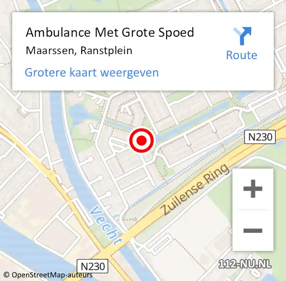 Locatie op kaart van de 112 melding: Ambulance Met Grote Spoed Naar Maarssen, Ranstplein op 16 januari 2017 07:04