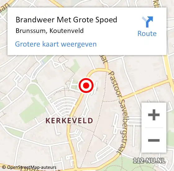 Locatie op kaart van de 112 melding: Brandweer Met Grote Spoed Naar Brunssum, Koutenveld op 16 januari 2017 08:11