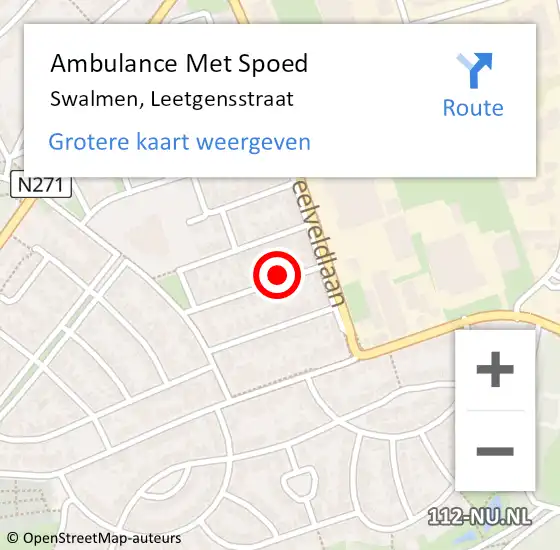 Locatie op kaart van de 112 melding: Ambulance Met Spoed Naar Swalmen, Leetgensstraat op 16 januari 2017 09:09