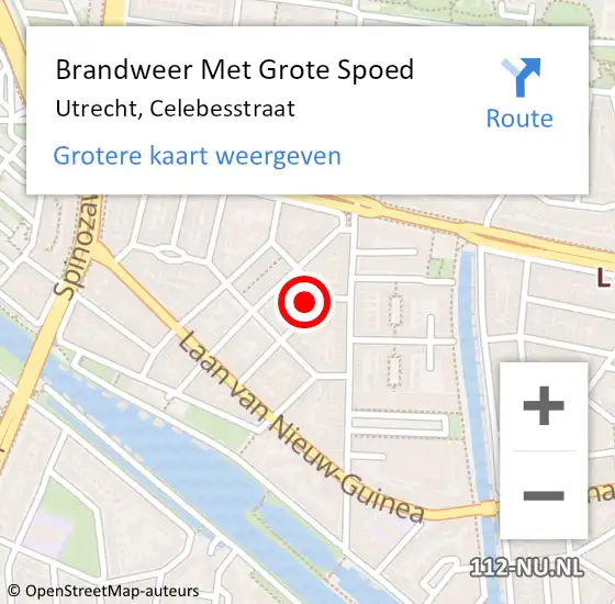 Locatie op kaart van de 112 melding: Brandweer Met Grote Spoed Naar Utrecht, Celebesstraat op 16 januari 2017 09:13