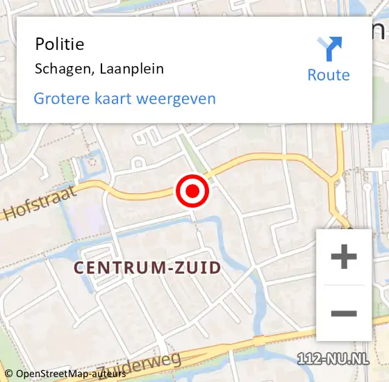 Locatie op kaart van de 112 melding: Politie Schagen, Laanplein op 16 januari 2017 09:22