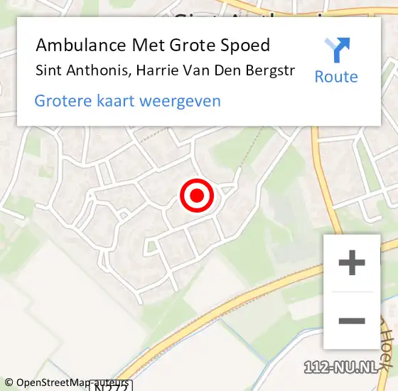 Locatie op kaart van de 112 melding: Ambulance Met Grote Spoed Naar Sint Anthonis, Harrie Van Den Bergstr op 16 januari 2017 11:16