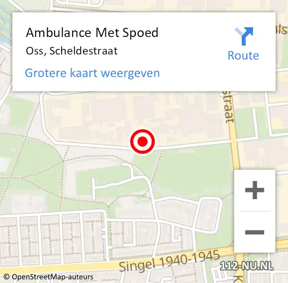 Locatie op kaart van de 112 melding: Ambulance Met Spoed Naar Oss, Scheldestraat op 16 januari 2017 11:50