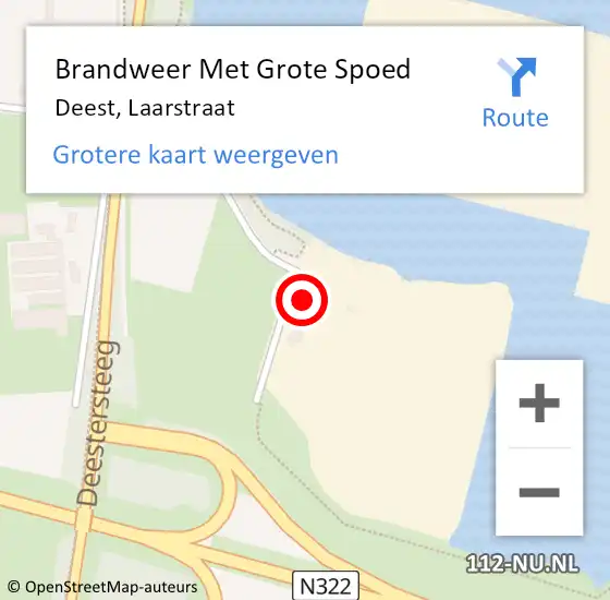 Locatie op kaart van de 112 melding: Brandweer Met Grote Spoed Naar Deest, Laarstraat op 16 januari 2017 11:55