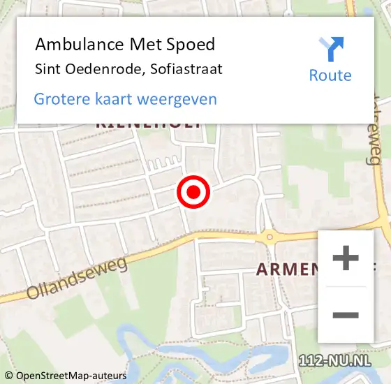 Locatie op kaart van de 112 melding: Ambulance Met Spoed Naar Sint Oedenrode, Sofiastraat op 16 januari 2017 12:02