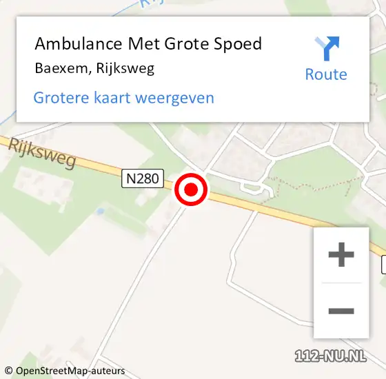 Locatie op kaart van de 112 melding: Ambulance Met Grote Spoed Naar Baexem, Rijksweg op 8 januari 2014 07:42