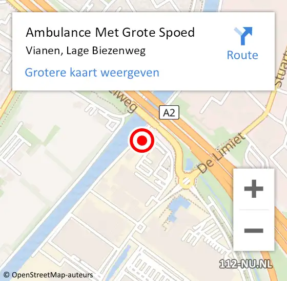 Locatie op kaart van de 112 melding: Ambulance Met Grote Spoed Naar Vianen, Lage Biezenweg op 16 januari 2017 13:42