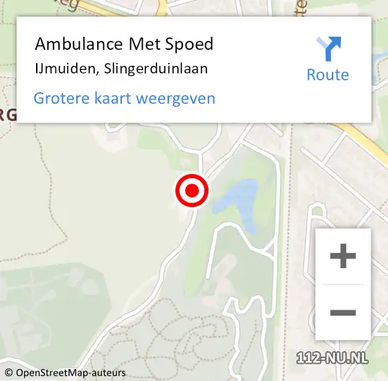 Locatie op kaart van de 112 melding: Ambulance Met Spoed Naar IJmuiden, Slingerduinlaan op 16 januari 2017 13:46