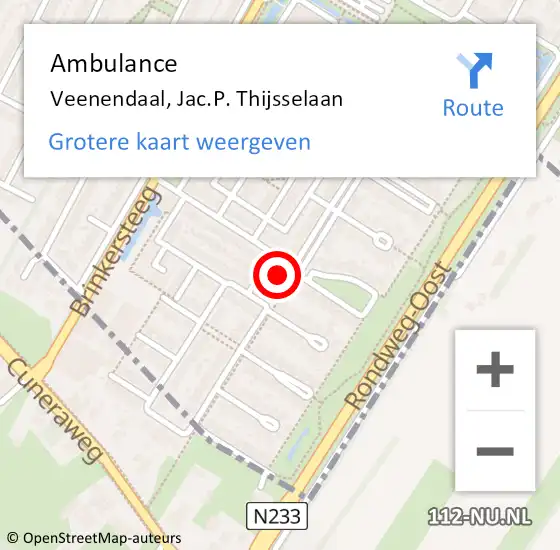 Locatie op kaart van de 112 melding: Ambulance Veenendaal, Jac.P. Thijsselaan op 16 januari 2017 13:47
