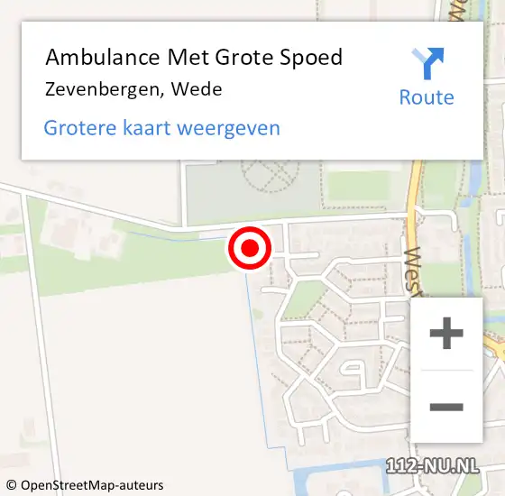 Locatie op kaart van de 112 melding: Ambulance Met Grote Spoed Naar Zevenbergen, Wede op 16 januari 2017 13:58