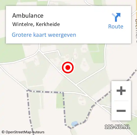 Locatie op kaart van de 112 melding: Ambulance Wintelre, Kerkheide op 16 januari 2017 14:12