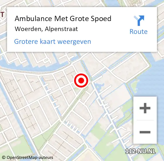 Locatie op kaart van de 112 melding: Ambulance Met Grote Spoed Naar Woerden, Alpenstraat op 16 januari 2017 14:13