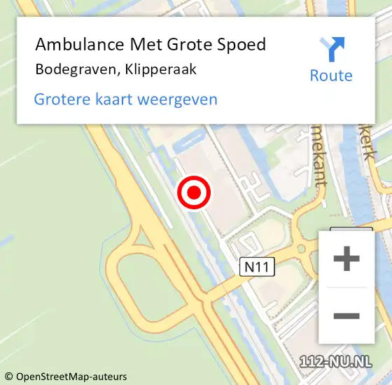 Locatie op kaart van de 112 melding: Ambulance Met Grote Spoed Naar Bodegraven, Klipperaak op 16 januari 2017 14:18