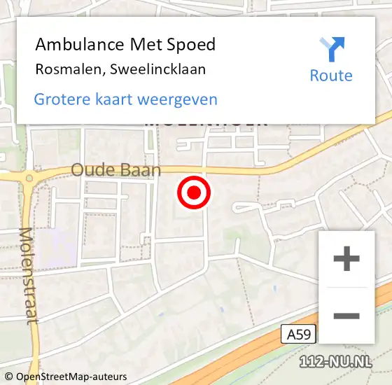 Locatie op kaart van de 112 melding: Ambulance Met Spoed Naar Rosmalen, Sweelincklaan op 16 januari 2017 14:31