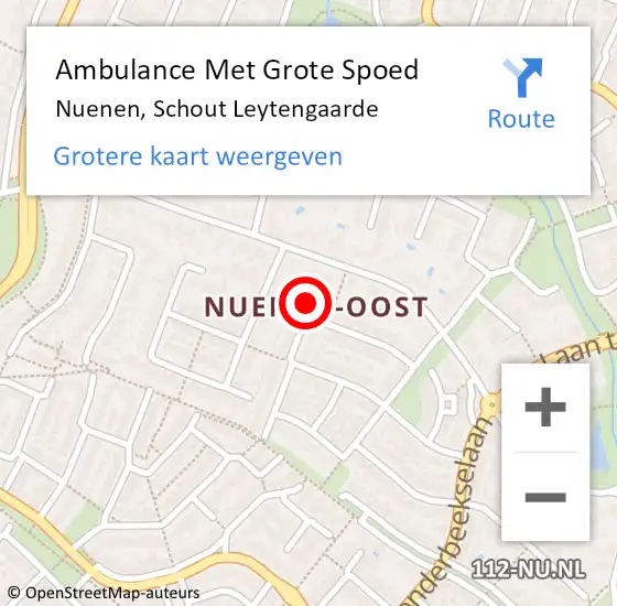 Locatie op kaart van de 112 melding: Ambulance Met Grote Spoed Naar Nuenen, Schout Leytengaarde op 16 januari 2017 14:40