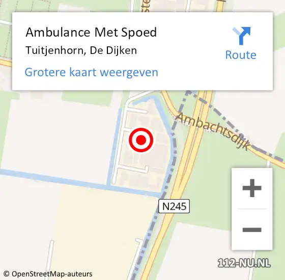 Locatie op kaart van de 112 melding: Ambulance Met Spoed Naar Tuitjenhorn, De Dijken op 16 januari 2017 14:50