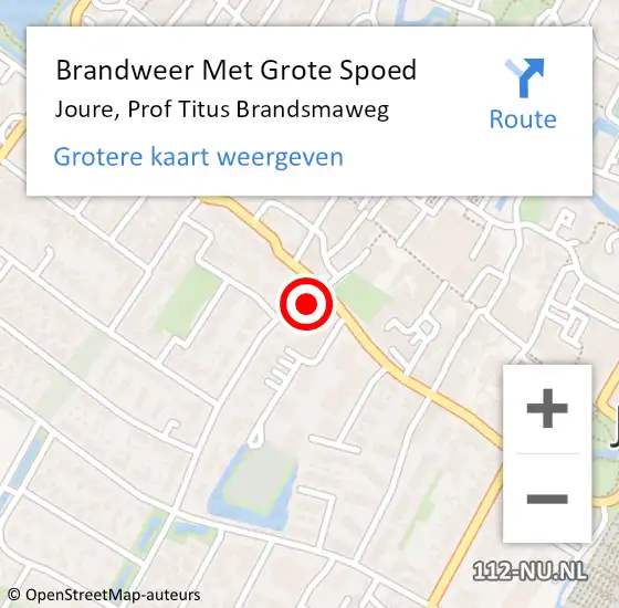 Locatie op kaart van de 112 melding: Brandweer Met Grote Spoed Naar Joure, Prof Titus Brandsmaweg op 16 januari 2017 14:52